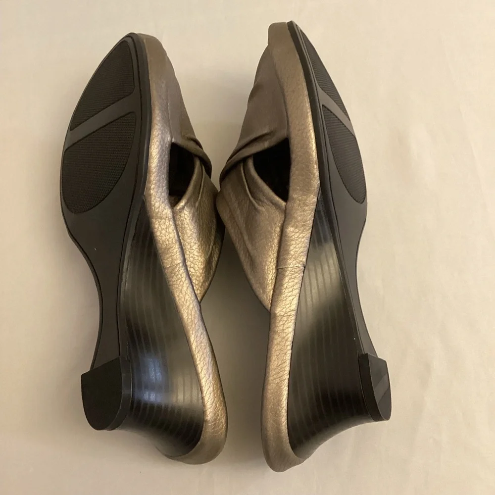 Life Stride Bronze Metallic Slip-On Heeled Sandals